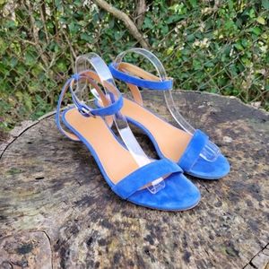 Women Vintage Suede Royal Blue Kitten Heel Sandals By Tory Burch Size 9.5M/